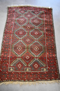 Teppich Rot Grau Ocker 163x100 Cm