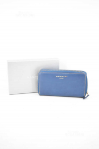 Wallet Double Nannini In True Leather Blue Night 20x11 Cm