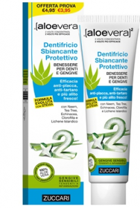 ZUCCARI ALOE VERA 2 DENTIFRICIO SBIANCANTE PROTETTIVO - CON NEEM, TEA TREE E LICHENE ISLANDICO