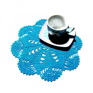 Centrino turchese rotondo ad uncinetto 21 cm - Crochet by Patty