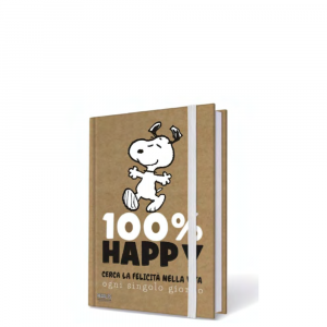 Taccuino 100% Happy con Snoopy ed elastico in formato A6 - Peanuts