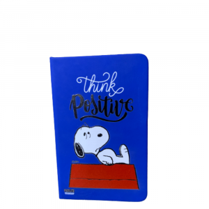 Taccuino Think positive con Snoopy ed elastico in formato A6 - Peanuts