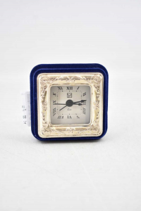 Allarm Clock Battery Op.ed With Frame Silver 7x7 Cm