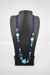 Necklace Light Blue Blue Pearls And Stones