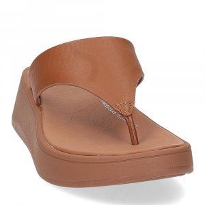 Fitflop F-MODE Leather flatform Toe-Post sandals light tan-3