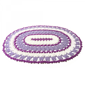 Centrino bianco, lilla e violetto ad uncinetto 38x28 cm - Crochet by Patty