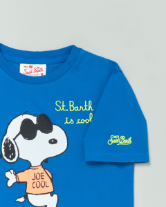 T-shirt blu royal a mezza manica in cotone con stampa Snoopy cool 4-14 anni