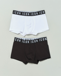 Set doppio boxer bianco e nero con elastico porta logo ICON 12-16 anni