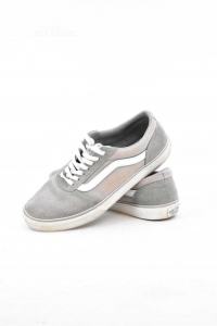 Shoes Woman Vans Grey And White Size 37