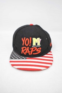 Cappelo Negro Y Rojo Bandera Estadounidense Yo! Mtv Raps Talla 52 Cm