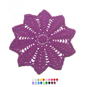 Centrino violetto rotondo ad uncinetto 23 cm - Crochet by Patty