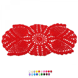 Centrino rosso ovale ad uncinetto 31x14 cm - Crochet by Patty