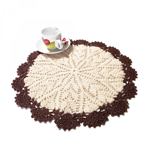Centrino marrone e beige rotondo ad uncinetto 30 cm - Crochet by Patty
