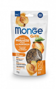 Monge Gift Skin Support Gatto Ricco in Merluzzo Fresco con Albicocca Meat Minis 50g