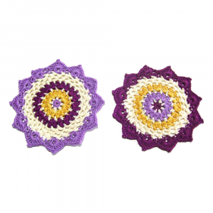 Sottobicchieri colorati ad uncinetto 14.5 cm - 5 PEZZI - Crochet by Patty