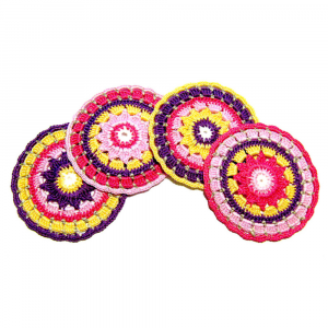 Sottobicchieri colorati ad uncinetto 11.5 cm - 4 PEZZI - Crochet by Patty