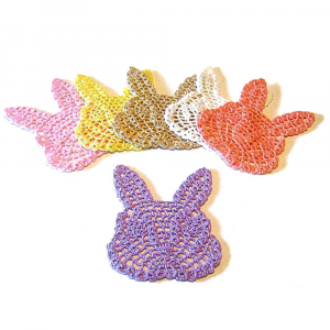 Sottobicchieri coniglietti di Pasqua ad uncinetto 11x13 cm - 6 PEZZI - Crochet by Patty