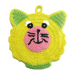 Presina orsetto giallo e verde ad uncinetto 13x15 cm - Crochet by Patty