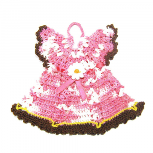 Presina vestitino marrone e rosa con cappello ad uncinetto - Crochet by Patty