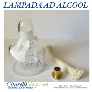LAMPADA AD ALCOOL SPIRITIERA capacità : 60 gr. completa di stoppino e coperchio Made in Italy