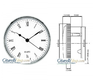 OROLOGIO INCASSO CALOTTA GHIERA CROMATA - NUMERI ROMANI diam. 66 mm