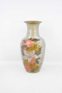 Vase Blumenständer Messing Emailliert H 24 Cm