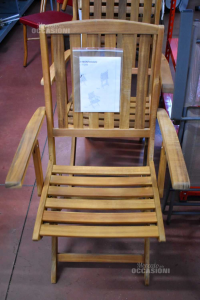 Sedie da esterno in legno naturale con braccioli Navis, set da 4 sedie NUOVE