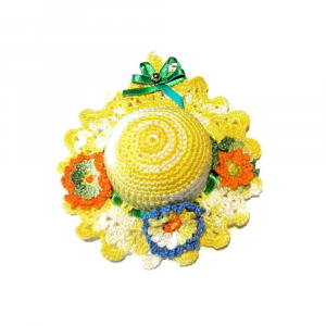 Cappellino puntaspilli giallo sfumato ad uncinetto 11.5 cm - Crochet by Patty
