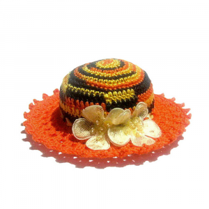 Cappellino puntaspilli arancione ad uncinetto 11 cm - Crochet by Patty