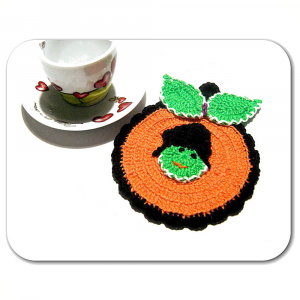 Presina per Halloween arancione ad uncinetto 11.5x14 cm - Crochet by Patty