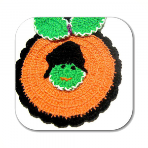 Presina per Halloween arancione ad uncinetto 11.5x14 cm - Crochet by Patty