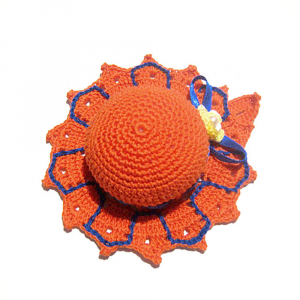 Cappellino puntaspilli arancione per Halloween ad uncinetto 11 cm - Crochet by Patty