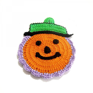 Presina per Halloween zucca arancione ad uncinetto 10.5x15 cm - Crochet by Patty
