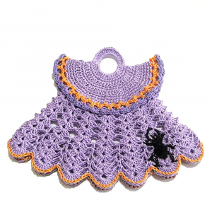 Presina per Halloween vestitino lilla ad uncinetto 17.5x14.5 cm - Crochet by Patty