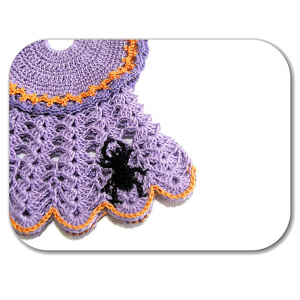 Presina per Halloween vestitino lilla ad uncinetto 17.5x14.5 cm - Crochet by Patty
