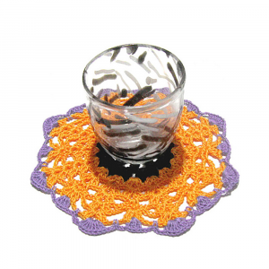 Sottobicchiere di Halloween arancione ad uncinetto 13 cm - Crochet by Patty