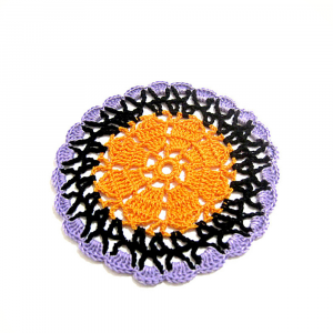 Sottobicchiere di Halloween arancione e nero ad uncinetto 13 cm - 4 PEZZI - Crochet by Patty
