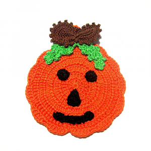 Presina per Halloween zucca arancione ad uncinetto 11.5x14 cm - Crochet by Patty