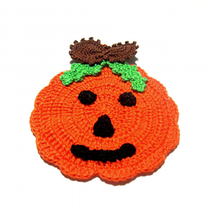 Presina per Halloween zucca arancione ad uncinetto 11.5x14 cm - Crochet by Patty