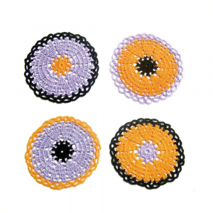 Sottobicchieri di Halloween colorati ad uncinetto 11 cm - 4 PEZZI - Crochet by Patty