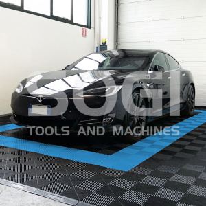 Kit da 6 piastrelle 1 mq SOGI PAV-03-AZ_1 in PP per pavimento officina e garage - colore azzurro