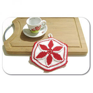Presina Natalizia bianca e rossa ad uncinetto 15.5x17 cm - Crochet by Patty