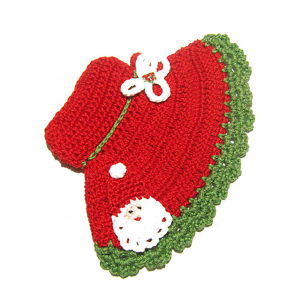 Presina cappello rosso con Babbo Natale ad uncinetto 12.5x18 cm - Crochet by Patty