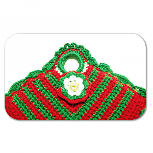 Presina Natalizia verde e rossa ad uncinetto 13x15 cm - Crochet by Patty