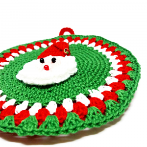 Presina verde con Babbo Natale ad uncinetto 12.5 cm - Crochet by Patty