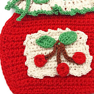 Presina Natalizia barattolo rosso ad uncinetto 11.5x11 cm - Crochet by Patty