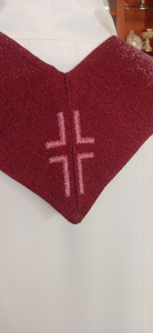 Stola Liturgica Bicolore Avorio-Rossa motivi Eucaristici