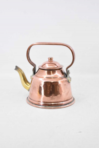 Teekanne In Kupfer Mit Griff Groß,Basis 14 Cm