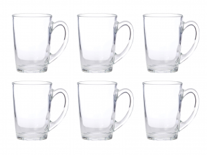 Set 6 mug new morning in vetro trasparente cl 32