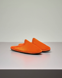 Friulane modello sabot in velluto color arancione